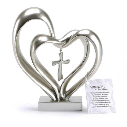 Entwined Hearts with Cross, Marriage Takes Three - 8"