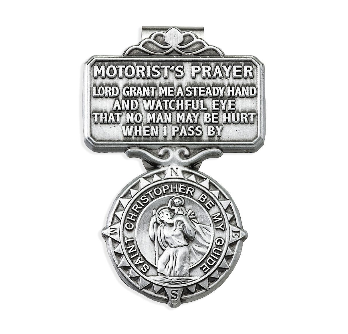 St. Christopher Compass with Motorist Prayer - Visor Clip – St. Anthony ...