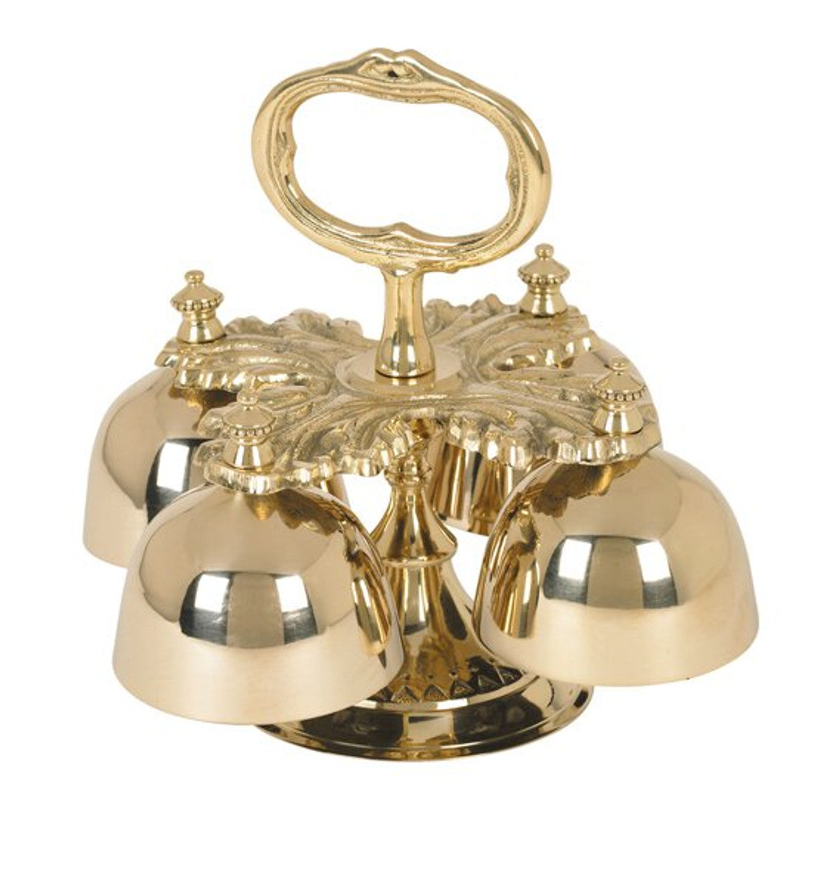 Brass Oak Leaf Four Cup Hand Bells, Altar Bells