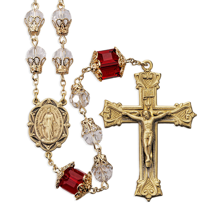 Glass Tulip Capped Rosary