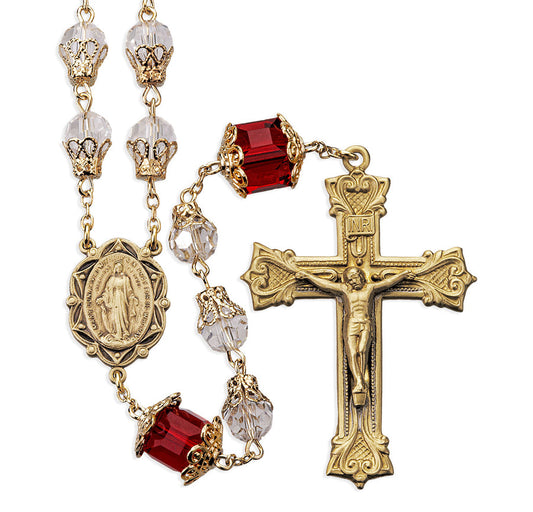 Glass Tulip Capped Rosary