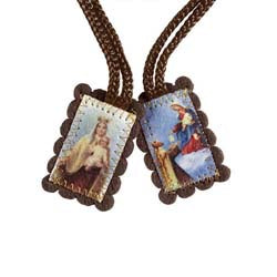 Brown Wool Scapular With Story - 2 Sizes