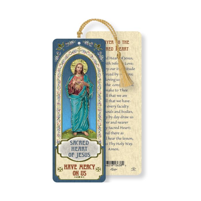 Sacred Heart of Jesus Laminated Bookmark with Tassel