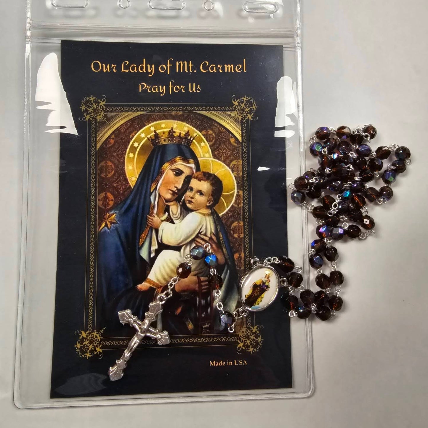 Our Lady of Mt. Carmel Rosary with Prayer Card
