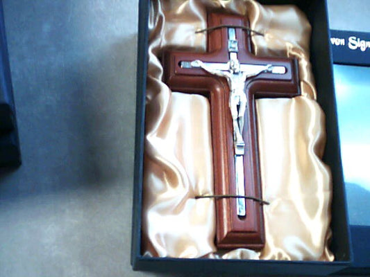 6 inch Rosewood with silver inlay crucifix