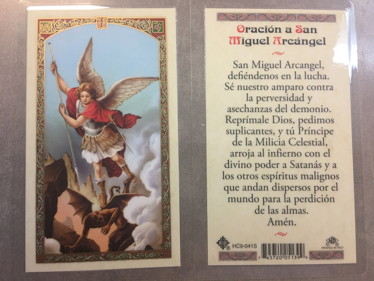 Oracion a San Miguel Arcangel Holy Card