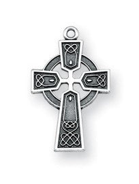 Sterling Silver Celtic Cross ith Celtic Knot - Necklace