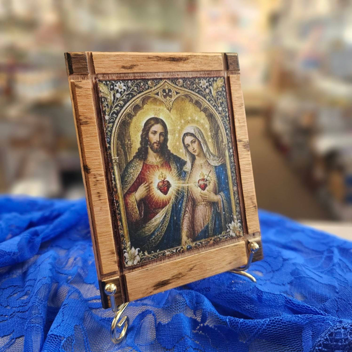 Handmade Wood Plaque with Gold Stand