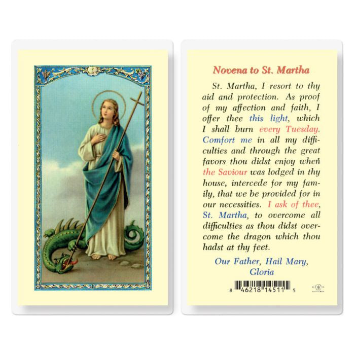 Novena To St. Martha Holy Card