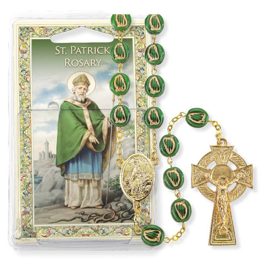 Saint Patrick Green Harp Bead Specialty Rosary