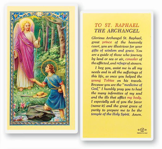 St. Raphael The Archangel Prayer - Holy Card