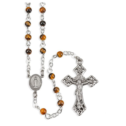 Genuine Tiger Eye Gemstone 4mm Bead Rosary