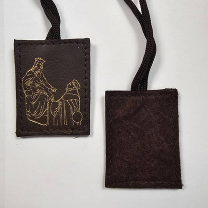 Our Lady of Mt. Carmel Premium Sheepskin Brown Scapular