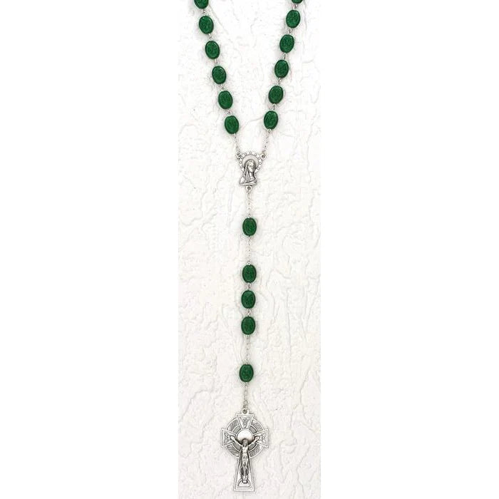 Irish Rosary with Shamrocks engraved beads