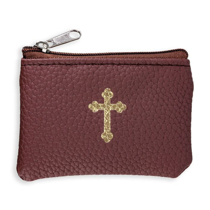 Rosary Case Leatherette with Gold Stamped Cross Image