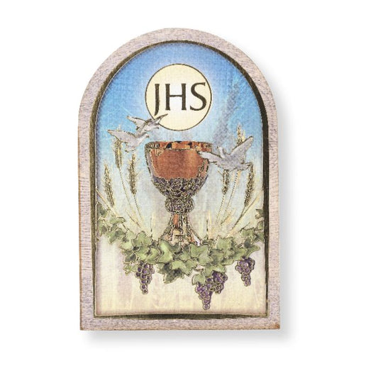 First Communion standing plaque with chalice and host