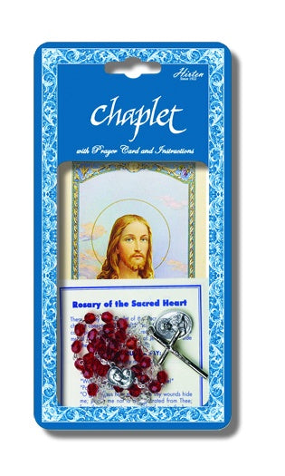 Sacred Heart of Jesus Deluxe Chaplet with Red Glass Bead