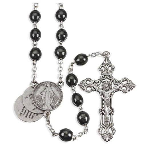 Mysteries Rosary In Brown Or Black Wood Beads