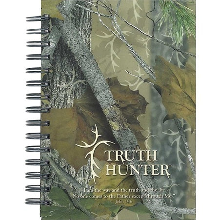 Spiral Prayer Journal with "Truth Hunter" on cover in camo