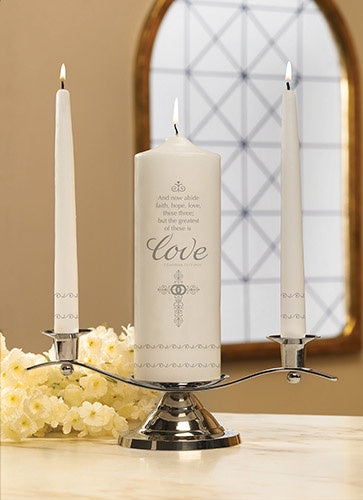 "Faith Hope And Love" Wedding Unity Candle Set