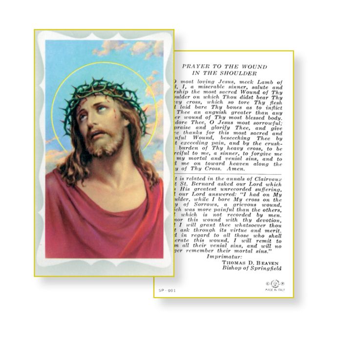 Prayer To The Wound In The Shoulder Holy Card