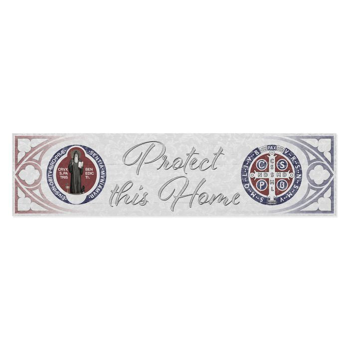 St. Benedict "Protect This Home" Wood Plaque