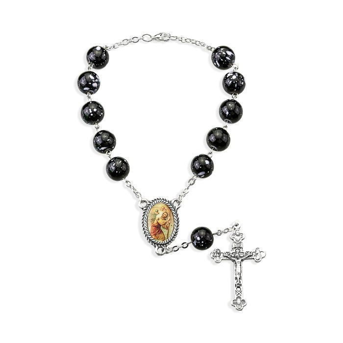 St. Christopher Auto Rosary with Black Beads