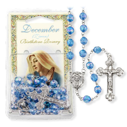 Birthstone Colored Rosaries, Acrylic Aurora Borealis Beads