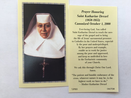 St. Katharine Drexel - Holy Card