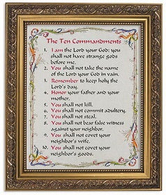 Ten Commandments in gold frame