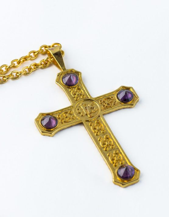 GOLD PLATED PECTORAL CROSS WITH 32″ CHAIN