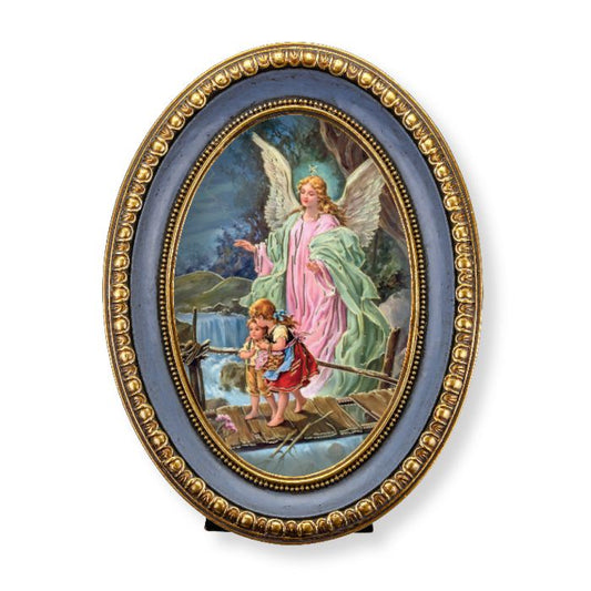 Guardian Angel with Children on Oval Frame