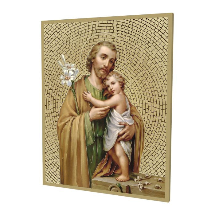 St. Joseph Gold Foil Mosaic Wood Plaque