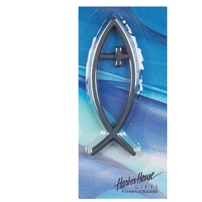 Auto Emblem Fish (Ichthus) with Cross - Mini