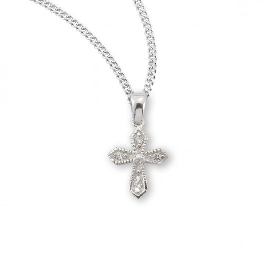 Sterling Silver Cross with Crystal Zircons - Z3910