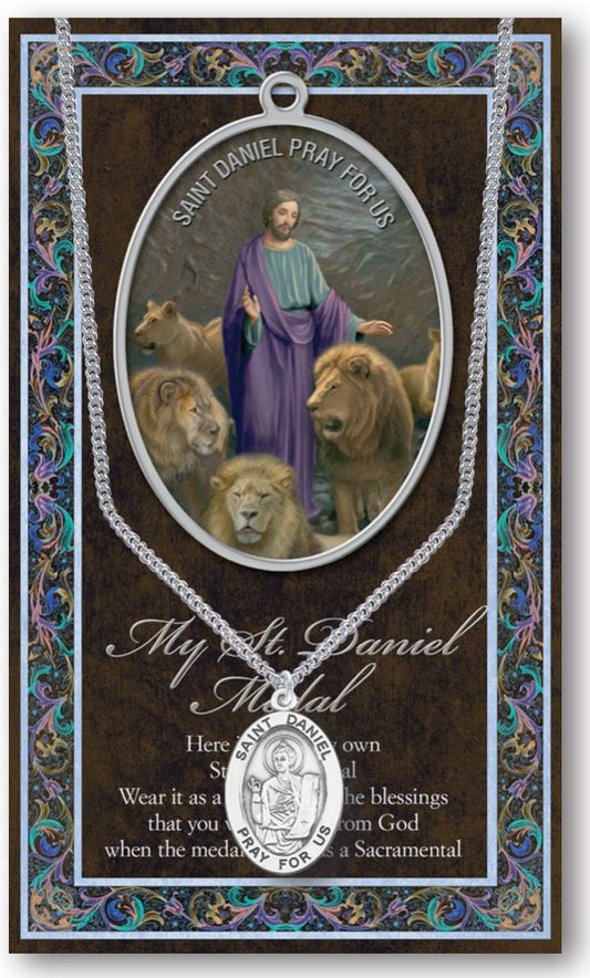 Saint Daniel 1.125"  Genuine Pewter Saint Medal with Stainless Steel Chain