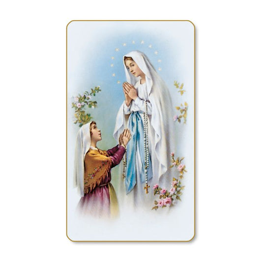 Our Lady of Lourdes with St. Bernadette - Blank Holy Card