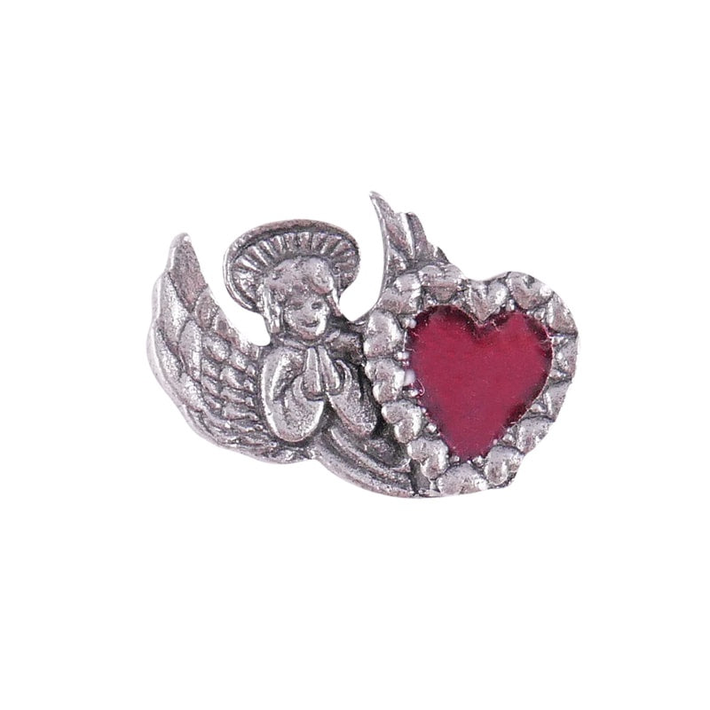 Angel With Red Heart Lapel Pin