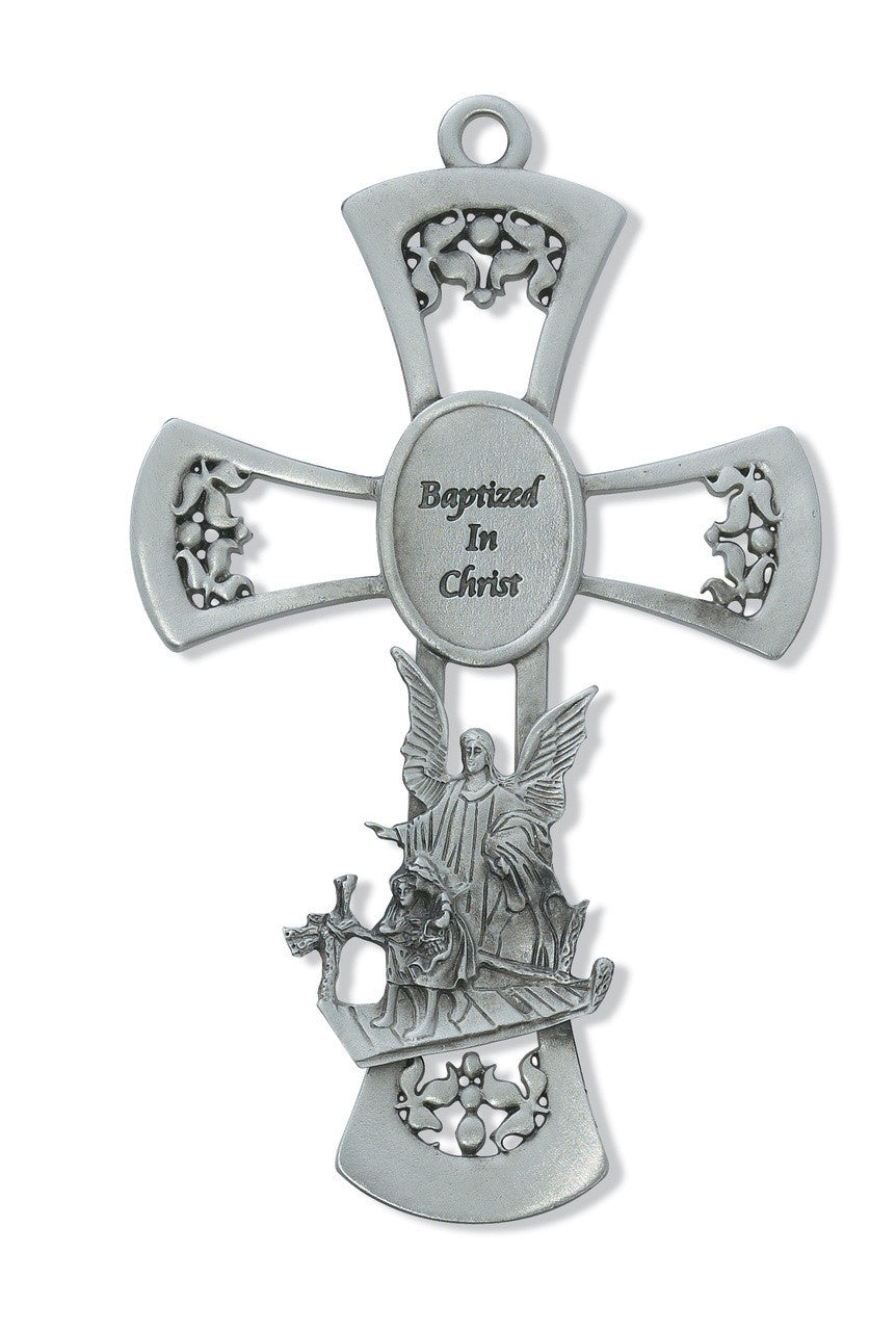 " Baptized in Christ " Guardian Angel Pewter Cross