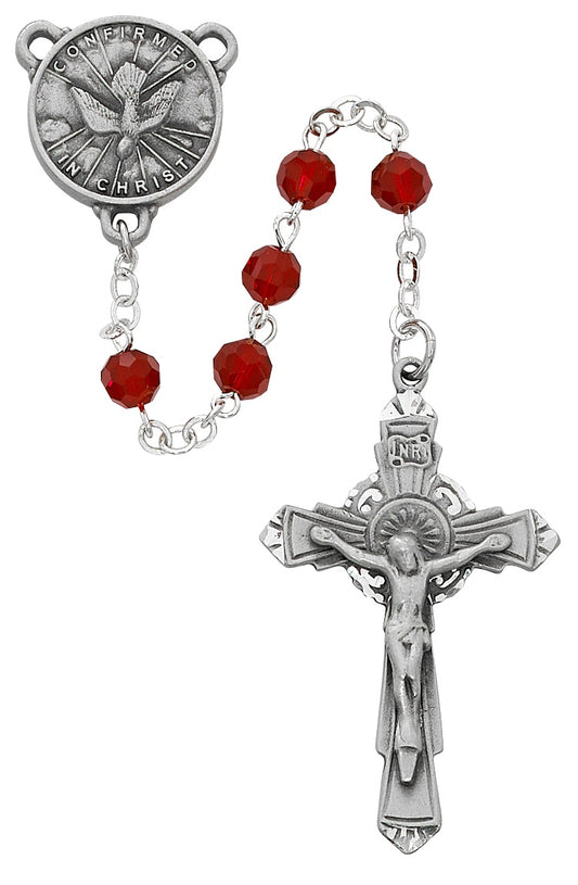 Holy Spirit, Red Glass Bead Rosary