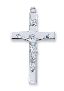 Sterling Silver Crucifix with 24" Rhodium Chain