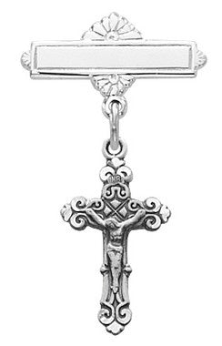 Crucifix Baptism Pin in Sterling Silver