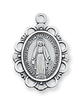 Miraculous Medal Sterling Silver Necklace