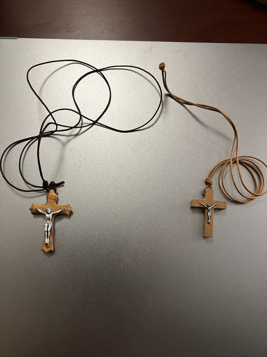 Olive Wood Crucifix Necklace