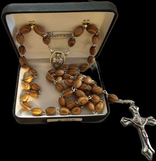 Pine Wood Bead Rosary