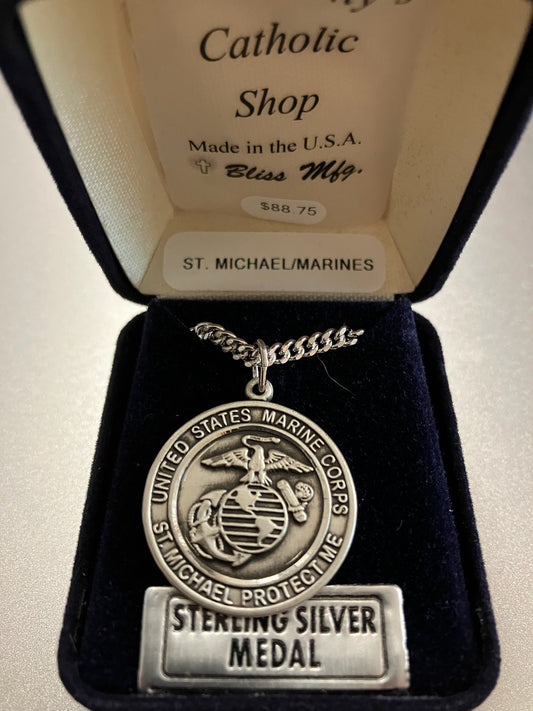 Marines Sterling Silver Medal with St. Michael Image on back