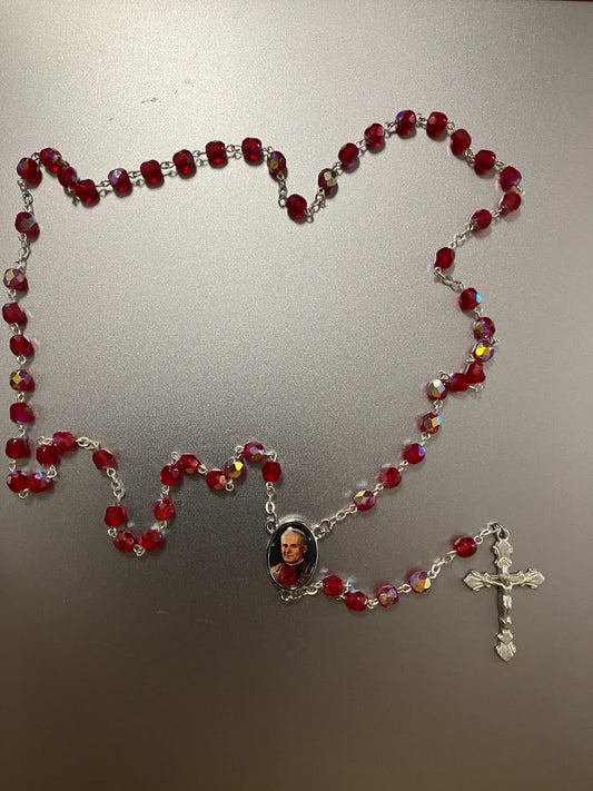 St. Pope John Paul II Rosary with Photo Center