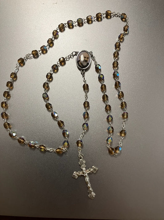 St. Padre Pio Rosary with Photo Center