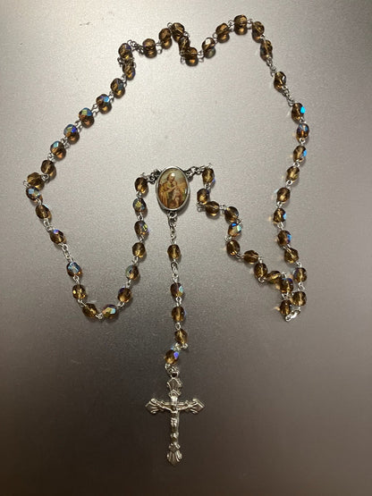 St. Joseph Rosary with Photo Center and Prayer Card