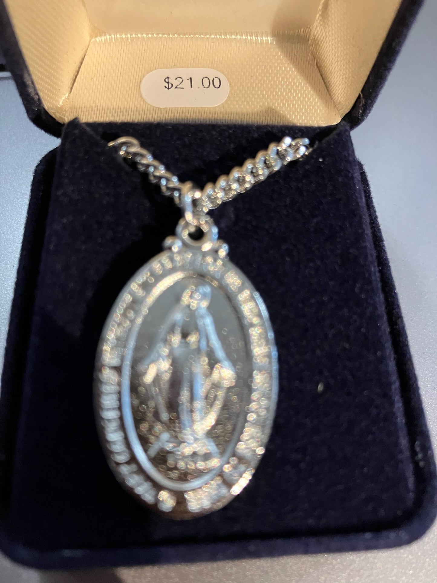 Silver Plate Miraculous Medal Necklace